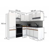 Bucatarie de Colt GENA NEW 8 DR. 180-210, Fara Corp de Cuptor, Stejar Sonoma
